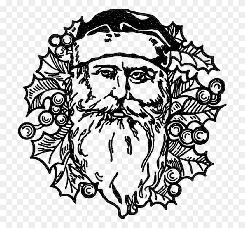 718x720 Pai Natal Papai Noel Feliz Natal Dezembro Festas Old World Santa Face, Lace, Rug HD PNG Download