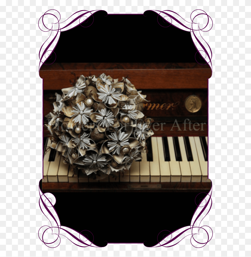 587x801 Descargar Png Paige Origami Bouquet Flowers For Ever After Artificial Australian Native Flower Crown, Actividades De Ocio, Piano, Instrumento Musical Hd Png