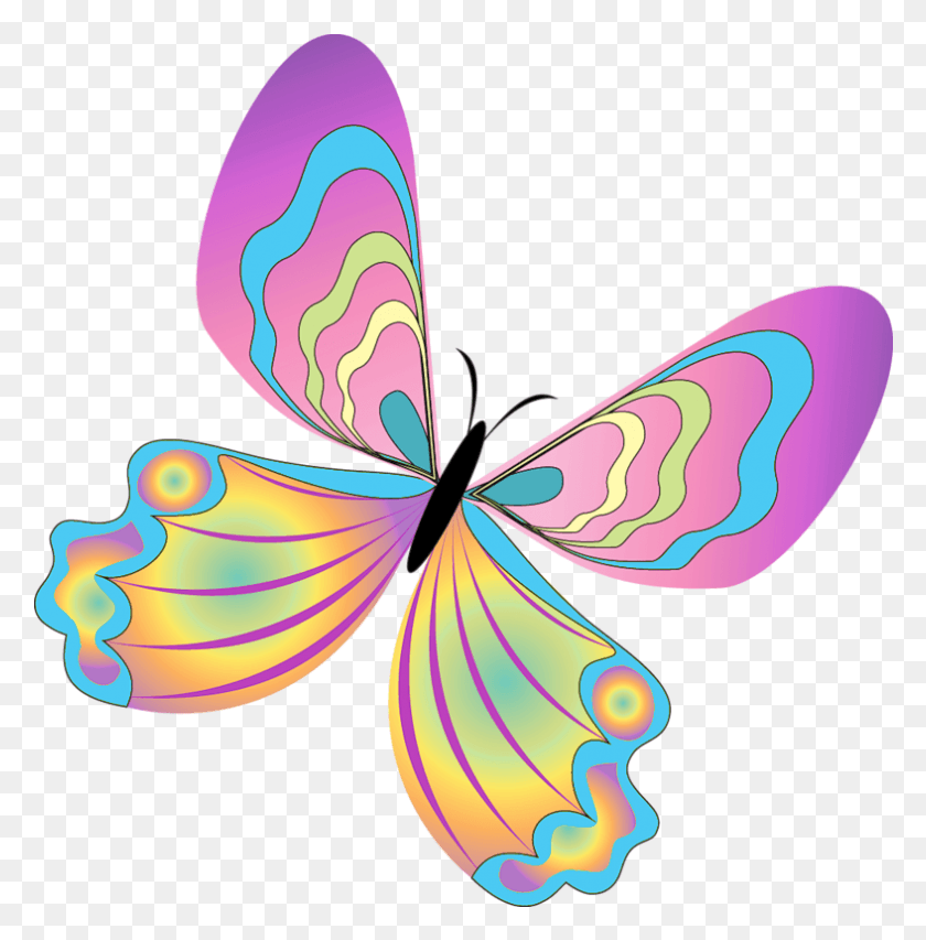 787x801 Painted Butterfly Clipart Butterfly Spring Clip Art, Pattern, Ornament, Floral Design HD PNG Download