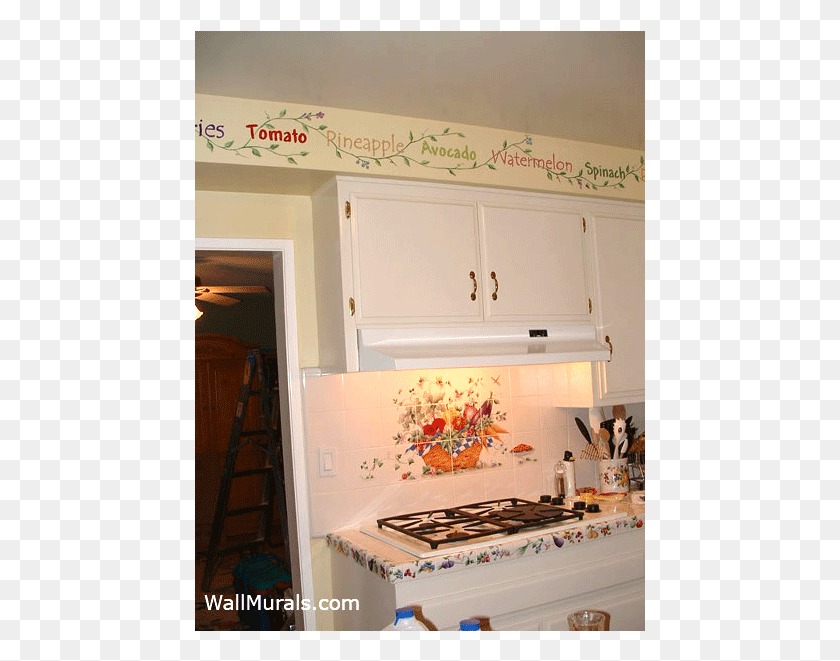 451x601 Painted Kitchen Border With Words And Vines Wallpaper, Oven, Appliance, Furniture HD PNG Download