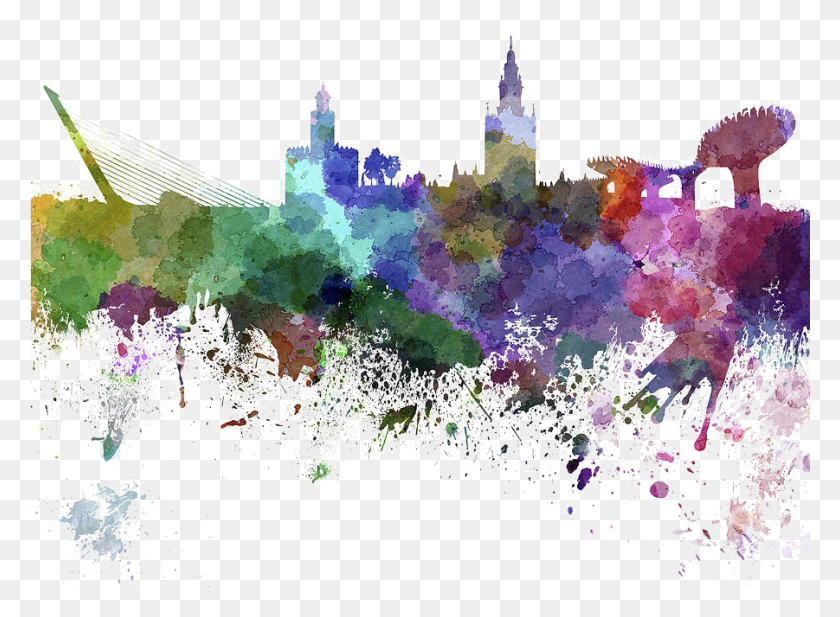 901x644 Painting Transparent Image City Paintings With White Background, Graphics, Cross HD PNG Download