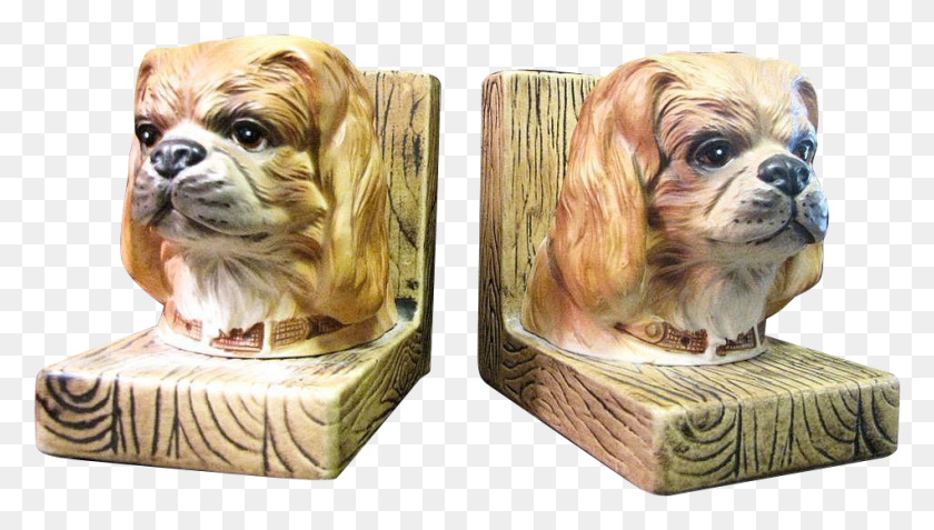 949x508 Pair Of Dog Head Ceramic Bookends Tibetan Spaniel, Wood, Dog, Pet HD PNG Download