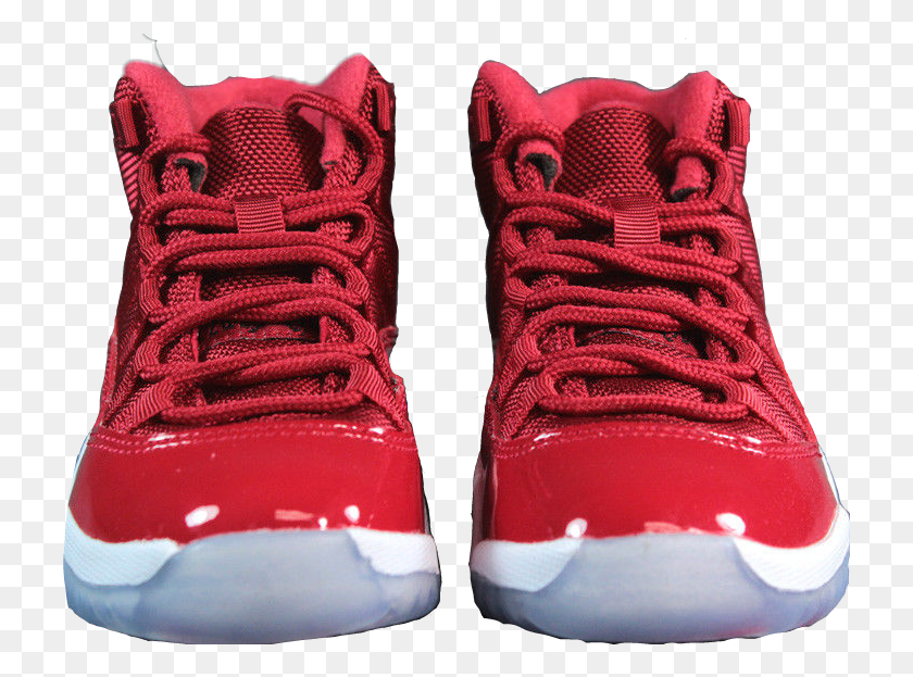 724x563 Pair Of Red Jordans Front View Jordans From The Front, Clothing, Apparel, Footwear HD PNG Download