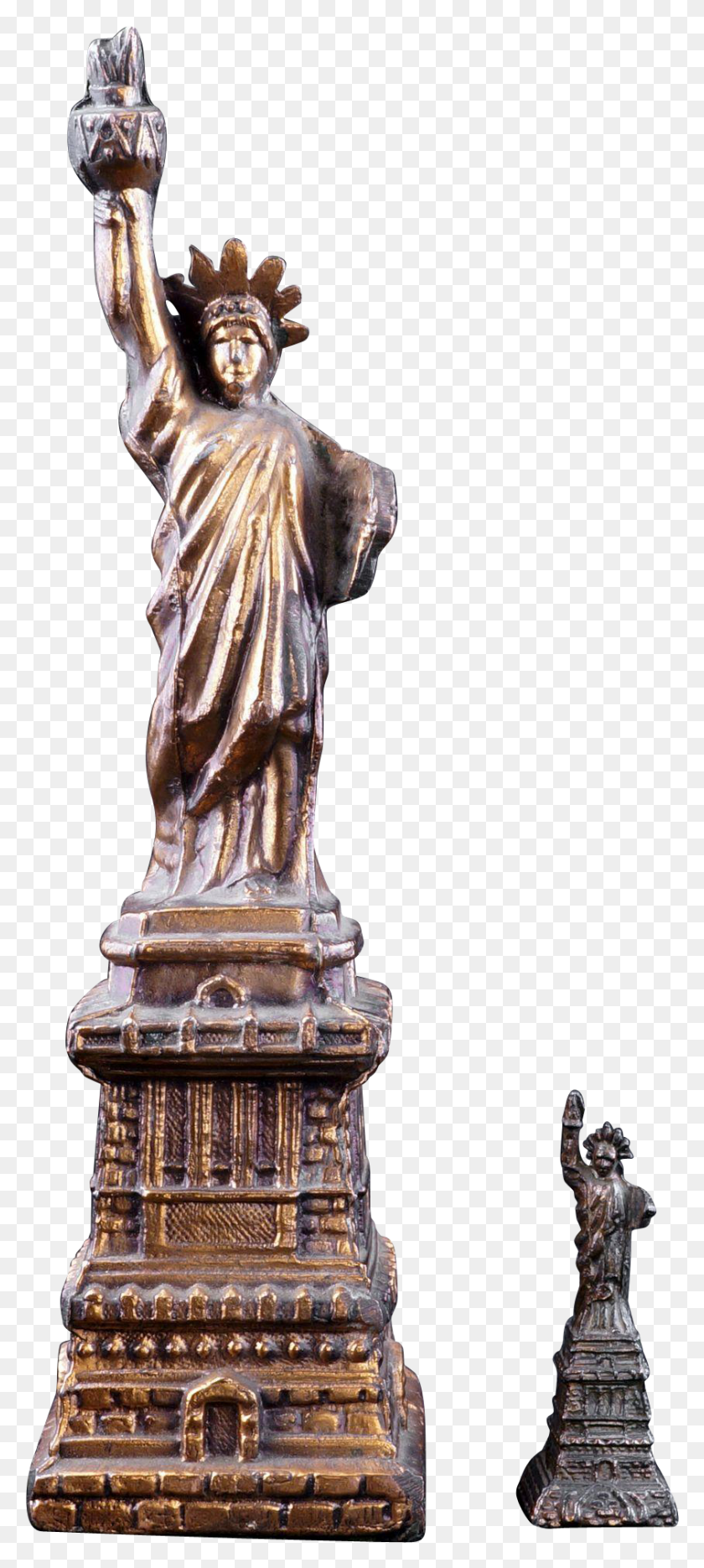 841x1952 Pair Of Statue Of Liberty Metal Souvenirs Early 20th Statue, Sculpture, Figurine HD PNG Download