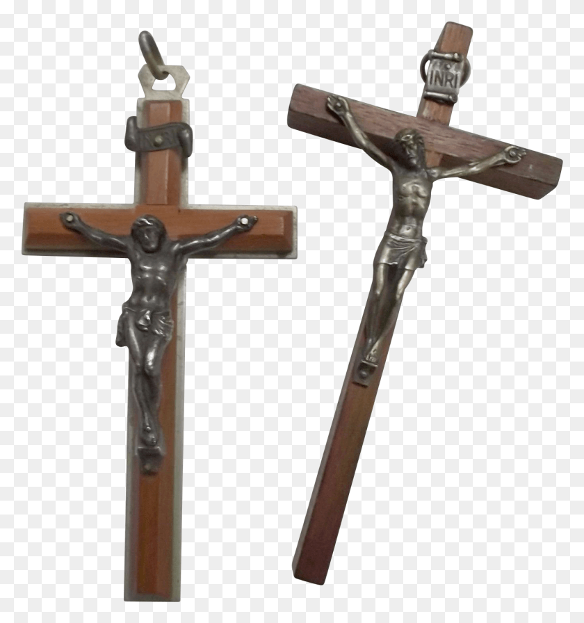 1355x1454 Pair Of Vintage Metal Cross Jerusalem Italy Cross, Symbol, Crucifix, Axe HD PNG Download