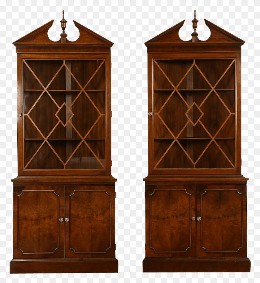 842x923 Pair Traditional 194039s Vintage Corner Cabinets Glass China Cabinet, Furniture, Cupboard, Closet HD PNG Download