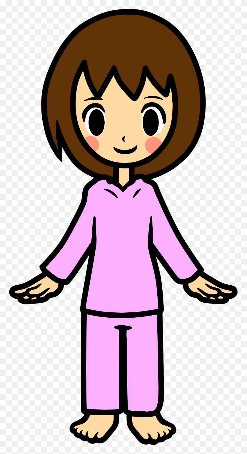 777x1485 Pajamas Boy Girl Clothing Clip Art Girl In Pajamas Clipart, Person, Human, Female HD PNG Download
