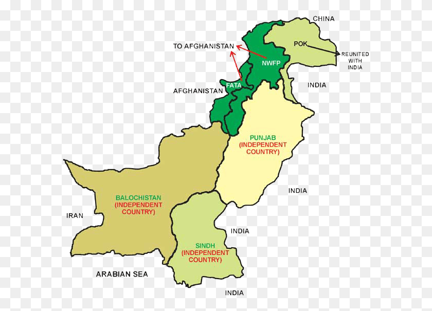 597x545 Карта Пакистана Прозрачный Политический Раздел Пакистана, График, Диаграмма, Атлас Hd Png Скачать