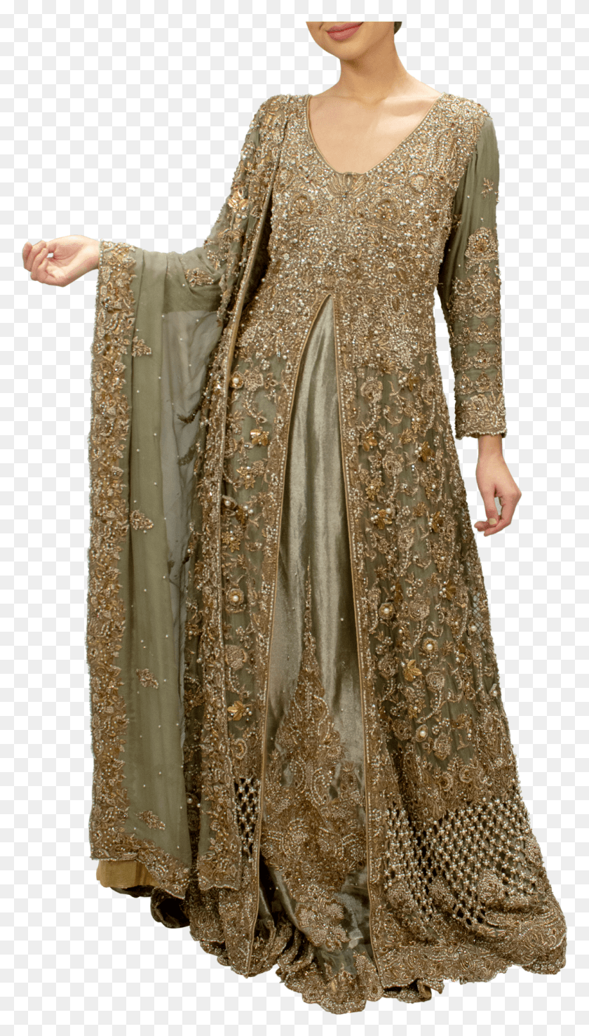 1085x1971 Pakistani Bride Green Lehenga, Clothing, Apparel, Sleeve HD PNG Download