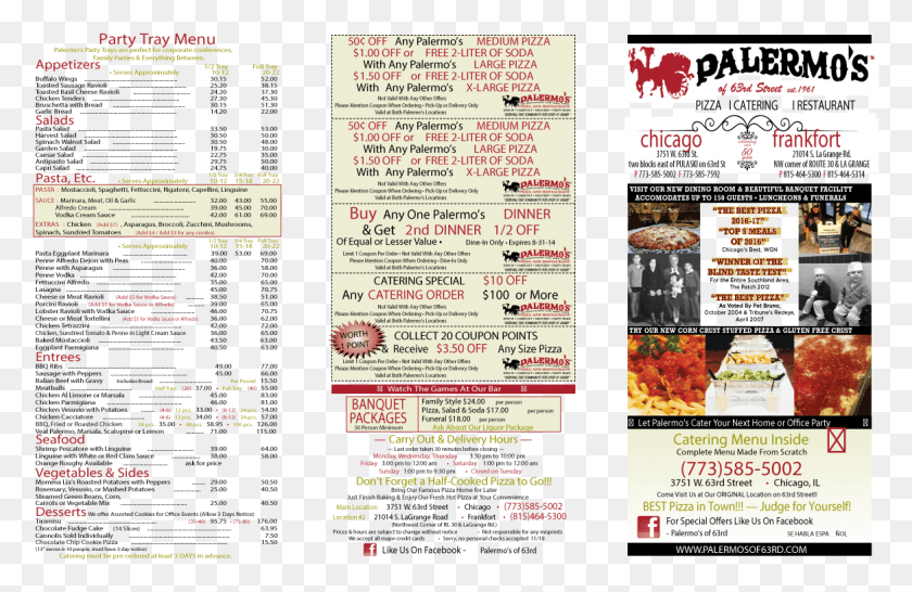 1167x728 Palermos Of 63rd Chicago Pizza And Italian Restaurant Flyer, Poster, Paper, Advertisement HD PNG Download
