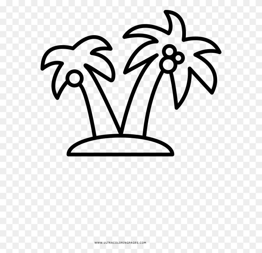 581x753 Palm Tree Coloring Page, Gray, World Of Warcraft HD PNG Download