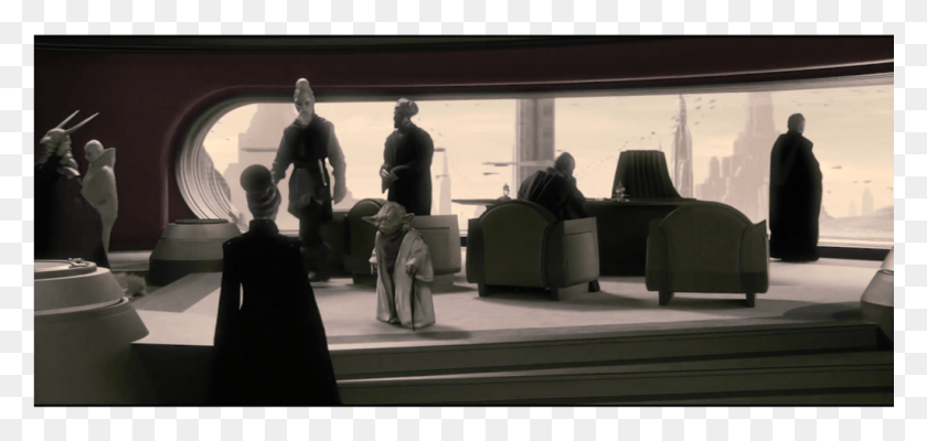 1025x447 Palpatines Conference With The Jedi Mace Windu And Interior Design, Person, Human, Furniture HD PNG Download