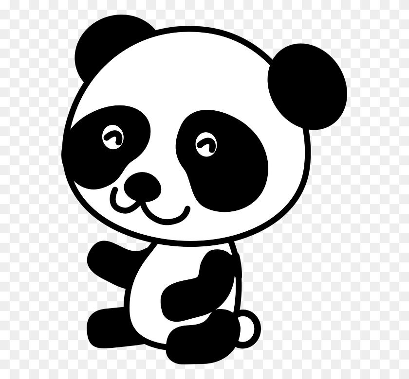 Panda Bear Cute Baby Animal Mammal Panda Clipart Black And White ...