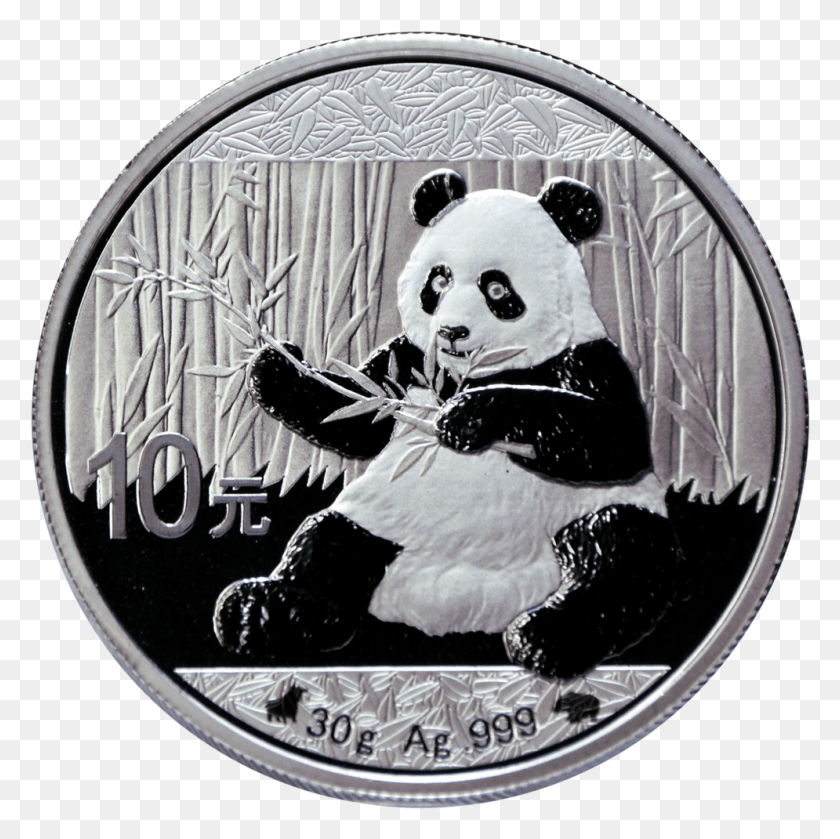 995x994 Panda Bull And Bear Black Amp White 10 Yuan China 2017 Silver, Coin, Money, Giant Panda HD PNG Download