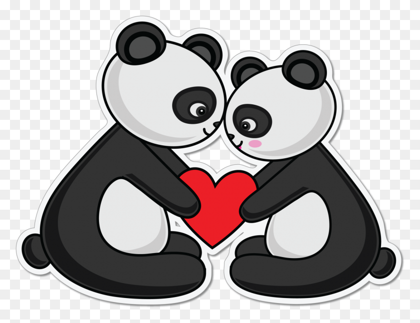 1480x1115 Panda Panda Love, Stencil, Corazón, Animal Hd Png