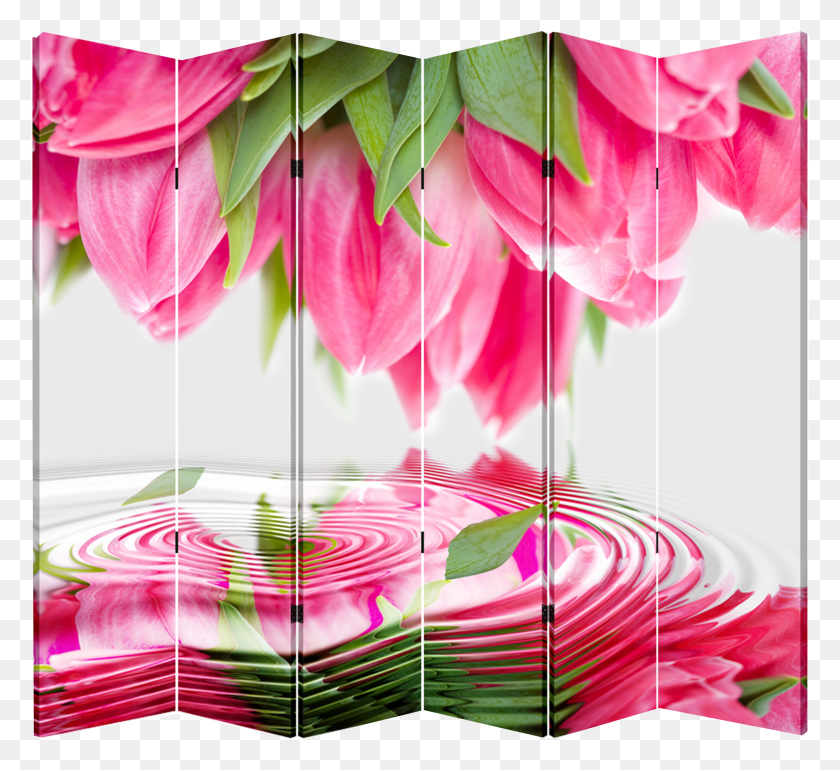 2209x2011 Panel Folding Screen Canvas Divider Pink Tulips Anthurium HD PNG Download