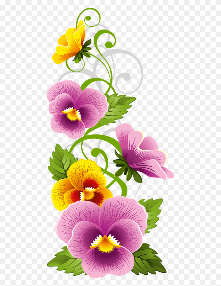 485x1024 Pansy Clipart Floral Frame Flores Animadas Para Photoscape, Plant, Flower, Blossom HD PNG Download