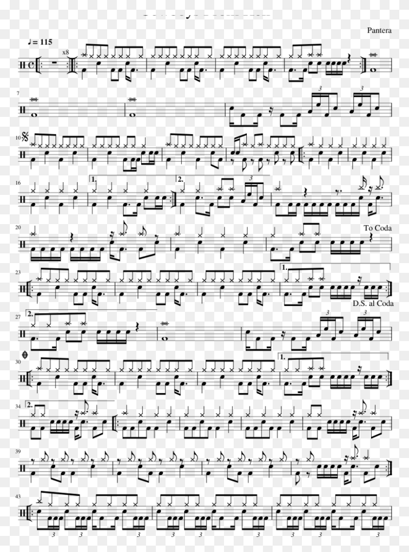 798x1098 Pantera Cowboys From Hell Cowboys From Hell Piano Sheet Music, Gray, World Of Warcraft HD PNG Download