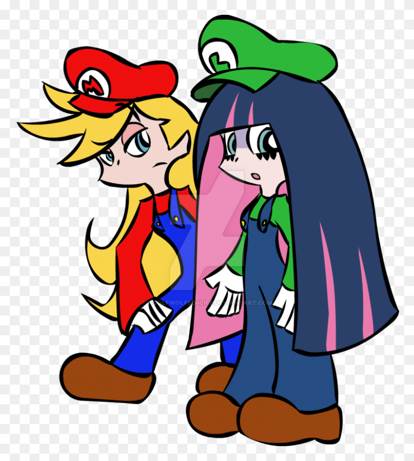 800x898 Panty And As Mario Luigi By Colossalstinker Panty And Stocking Mario, Comics, Book, Manga HD PNG Download