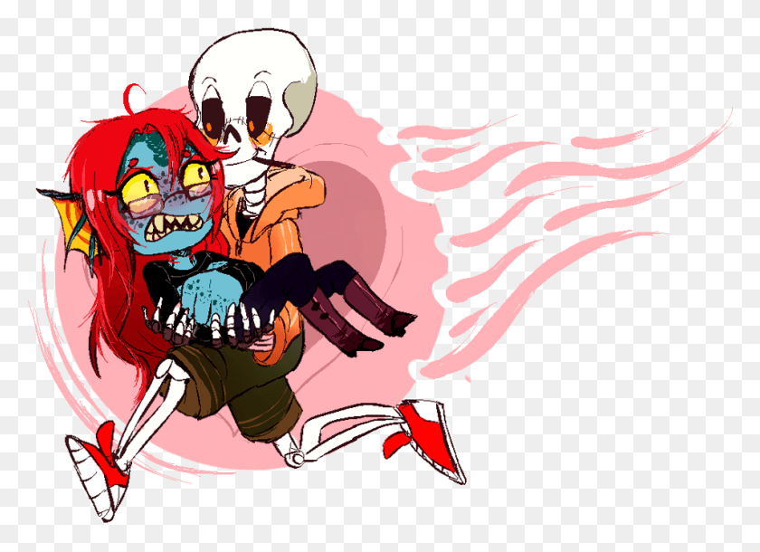 954x673 Pap Amp Undyne Underswap Papyrus And Undyne, Person, Human, Animal HD PNG Download
