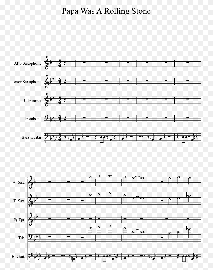 749x1006 Papa Was A Rolling Stone Sheet Music 1 Of 10 Pages Ultimate Warm Up For Trumpet, Gray, World Of Warcraft HD PNG Download