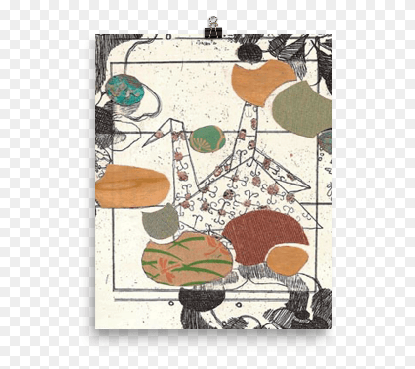 529x686 Paper Crane Collage Macaroon, Doodle Descargar Hd Png