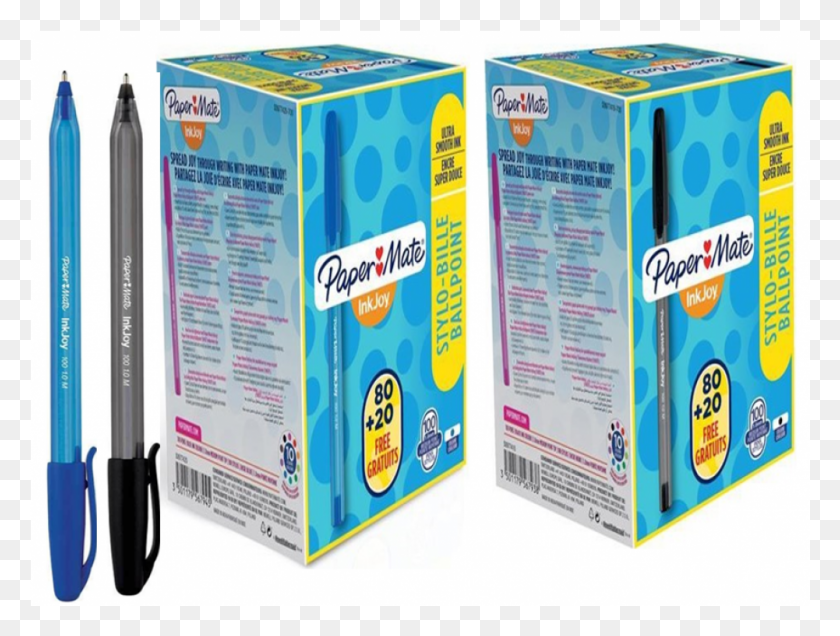 1001x740 Paper Mate Inkjoy 100 Ball Pen Black Amp Blue Pack Carton, Box, Cardboard HD PNG Download