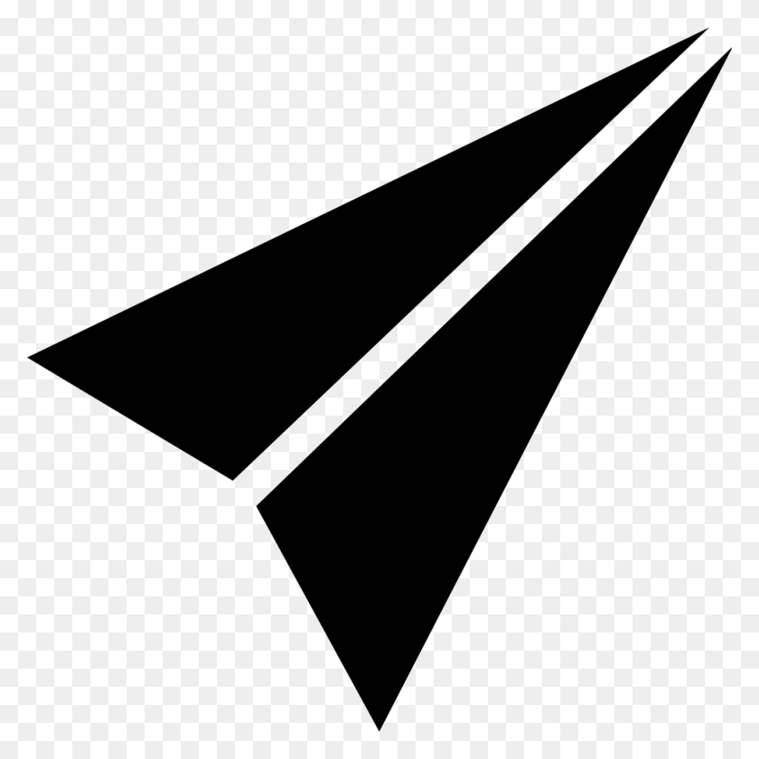 980x980 Бумажный Самолетик Черная Сложенная Форма Треугольной Стрелки Форма Бумажного Самолетика, Треугольник, Стрелка Png Скачать