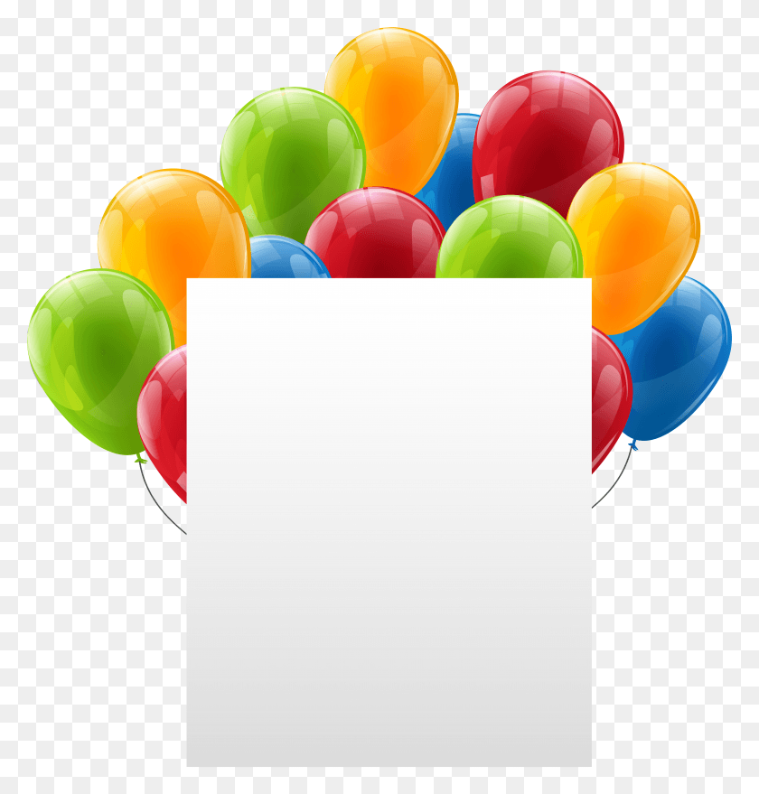 7504x7883 Paper Sheet With Balloons Transparent Clip Art HD PNG Download