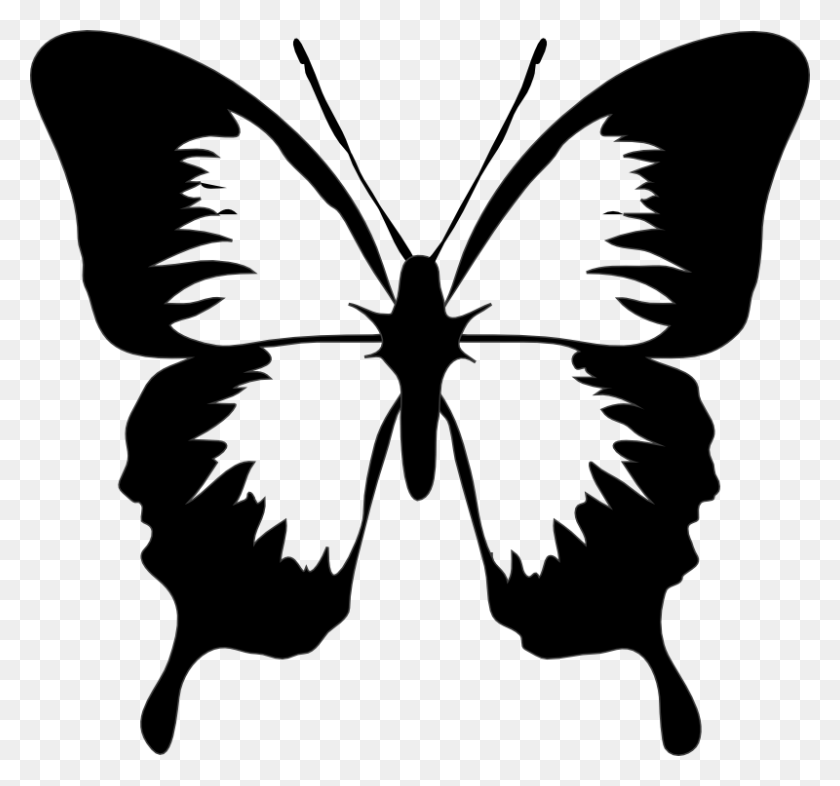 800x745 Papillon N B Image Butterfly Clip Art, Stencil, Person, Human HD PNG Download