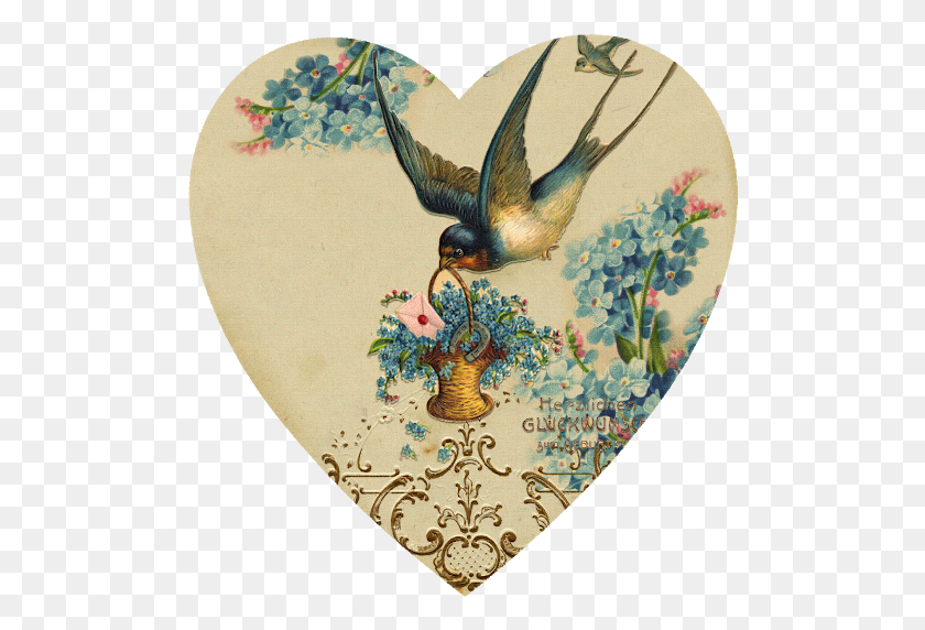 500x512 Papirolas Coloridas Mas Romanticismo Carte Ancienne Joyeux Anniversaire Oiseaux, Bird, Animal HD PNG Download