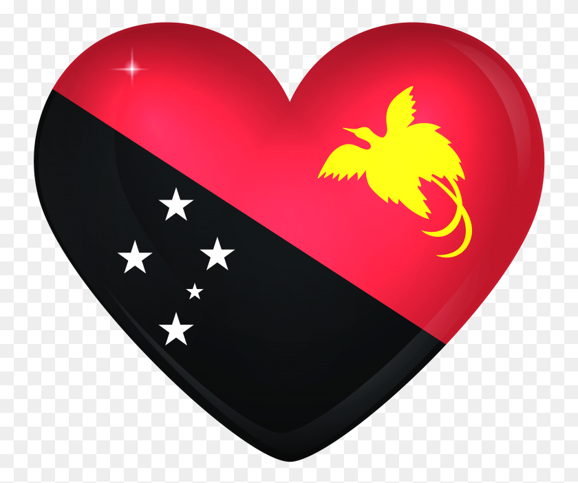746x642 Papua New Guinea Large Heart Flag Papua New Guinea Flag Transparent HD PNG Download