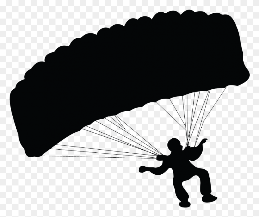 924x761 Parachuting Silhouette Transprent Parachute Silhouette HD PNG Download