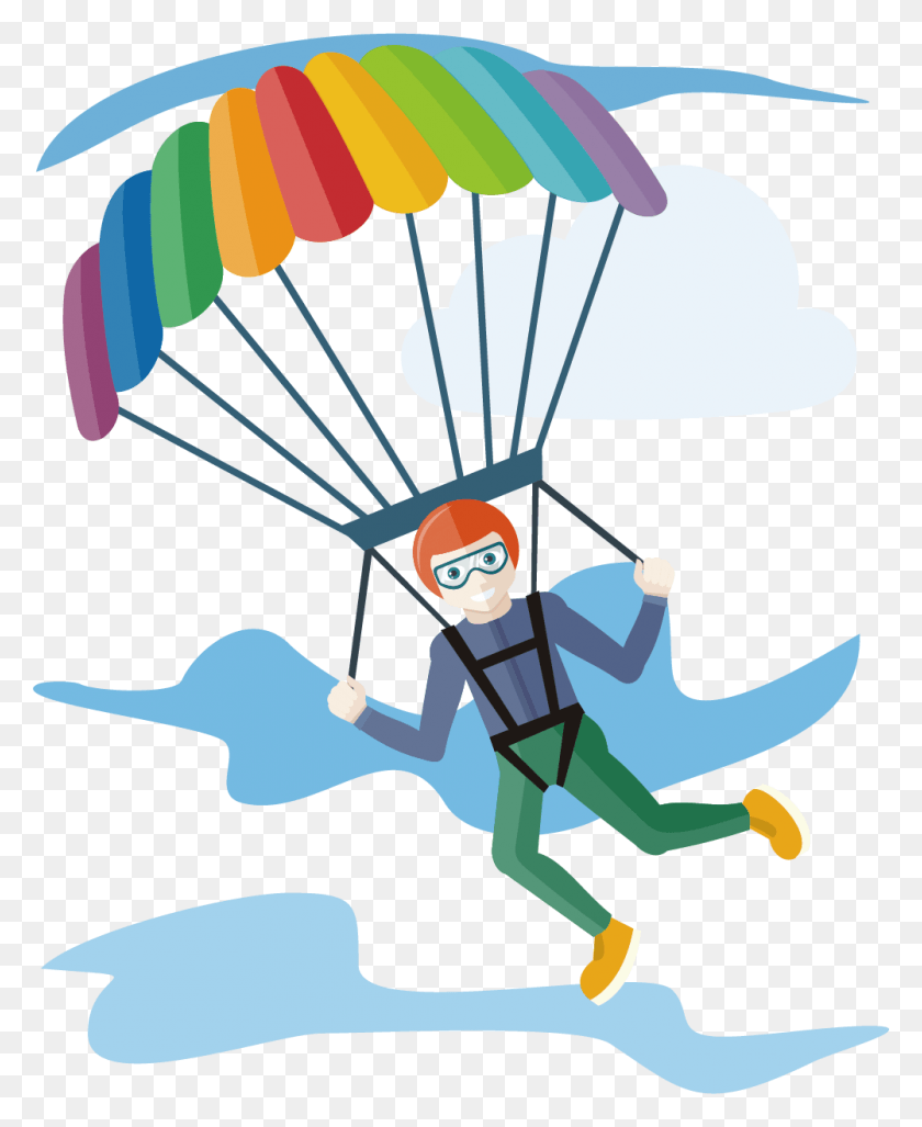 1001x1242 Parachutist Clipart Parachute Parachuting Clipart, Person, Human HD PNG Download