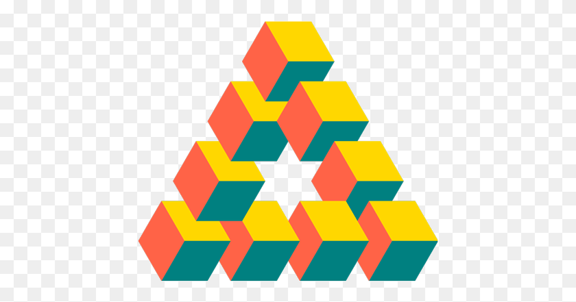 439x381 Descargar Png Paradox Made Real Impossible Triángulo Cubos, Símbolo, Patrón, Símbolo De Estrella Hd Png