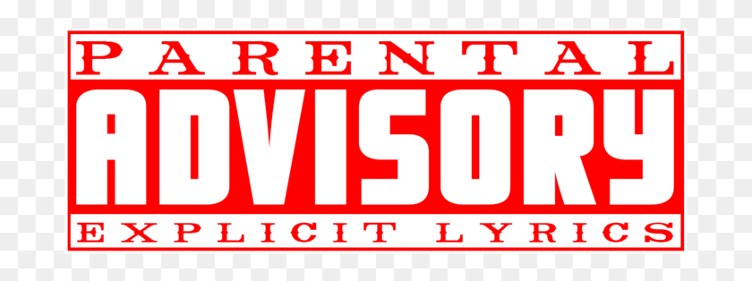 697x254 Parental Advisory Transparent Pictures Red Parental Advisory, Text, Label, Vehicle HD PNG Download