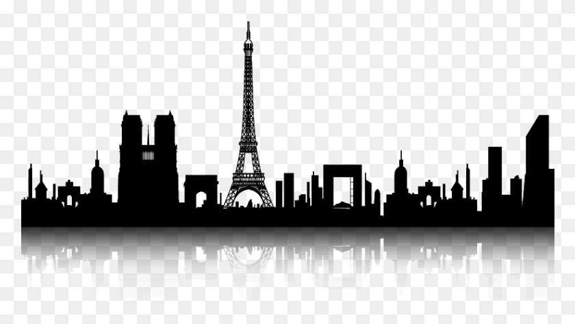 822x437 Paris Clipart Paris Clipart Black And White, Gray, World Of Warcraft HD PNG Download