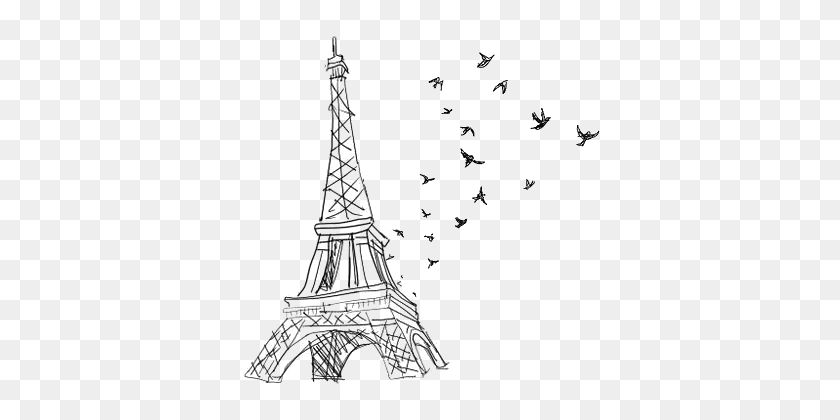 366x360 Paris Eiffeltower Eiffel Toureiffel Black Tumblr Eiffel Tower Drawing, Tower, Architecture, Building HD PNG Download