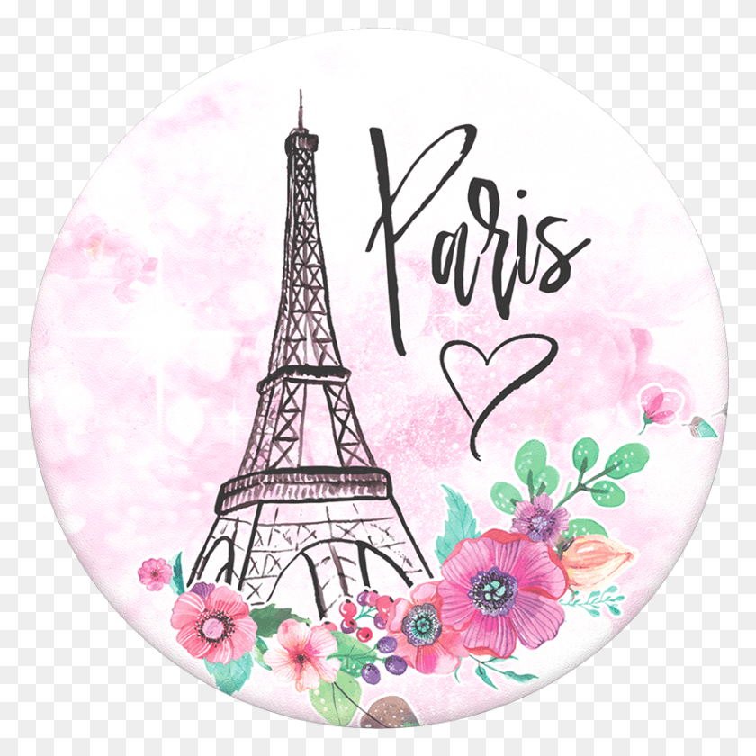 823x824 Paris Popsockets Eiffel Tower Flowers Vector, Text, Doodle HD PNG Download