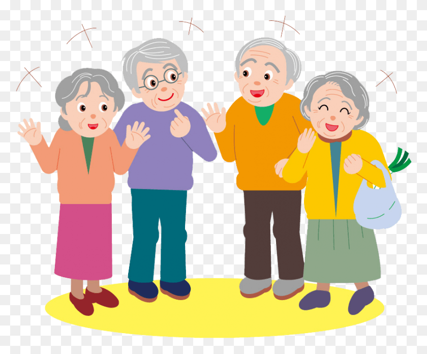 850x694 Party Age Old Cartoon Elderly Image Free Clipart Group Of Old People Cartoon, Person, Human, Family HD PNG Download