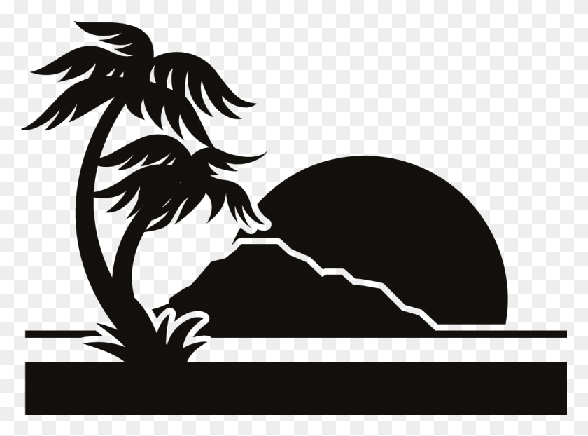 1090x786 Party Beach Silhouette Labels Silhouette Beach Vector Art, Stencil HD PNG Download