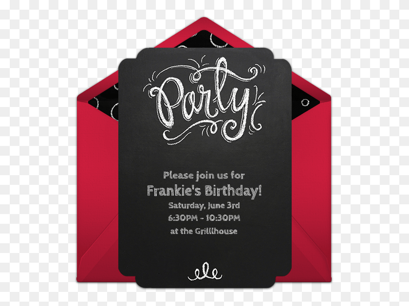 535x569 Party Chalkboard Red Online Invitation Birthday, Text, Passport, Id Cards HD PNG Download