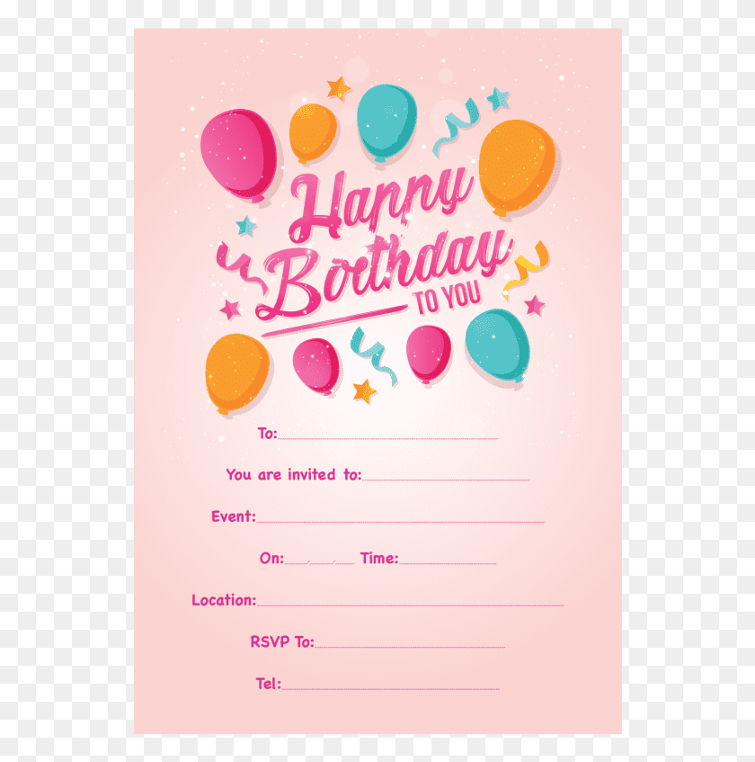 544x787 Party Invitations Balloon, Paper, Text, Flyer HD PNG Download