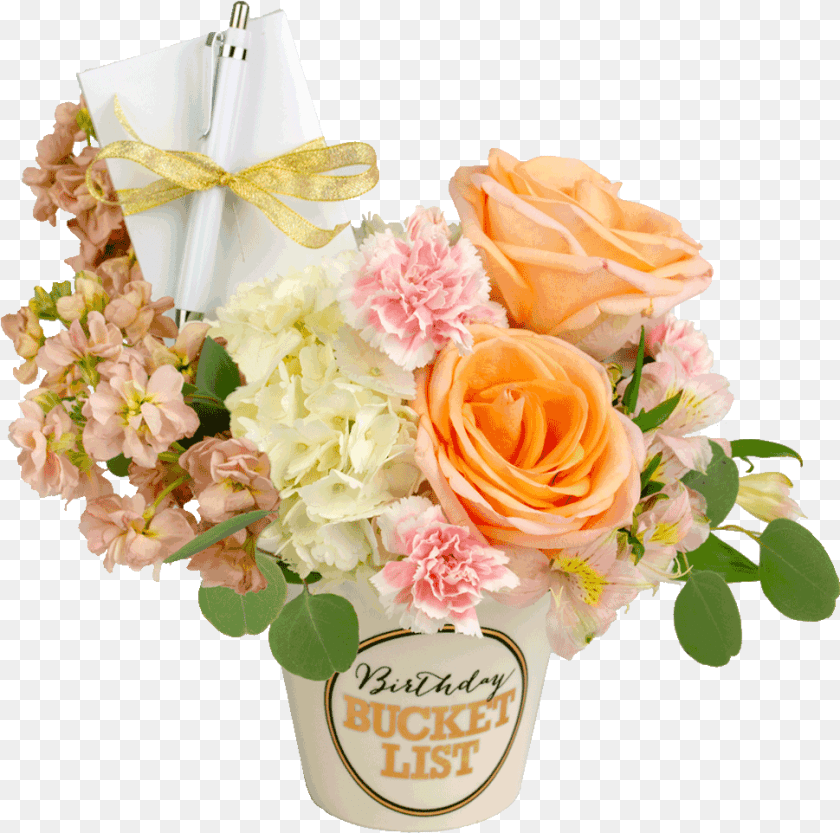 970x962 Pastel Birthday Bucket List Bouquet Birthday Flower Bucket, Flower Arrangement, Flower Bouquet, Plant, Rose Clipart PNG