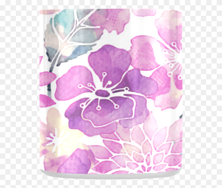 547x651 Pastel Watercolor Flower Pattern Classic Insulated Fuchsia, Plant, Blossom, Geranium HD PNG Download