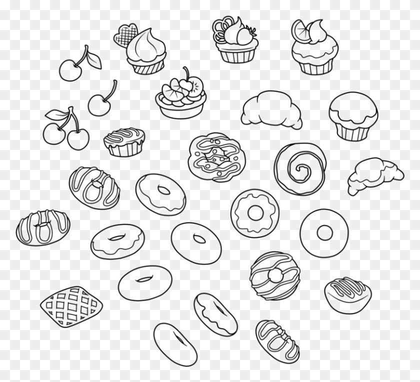 809x731 Pastry Drawing Pastries Black And White, Outdoors, Nature, Astronomy HD PNG Download