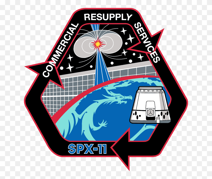 653x651 Patch For The Upcoming Spacex Crs Spx 11 Mission Spacex Crs, Text, Symbol, Clothing HD PNG Download
