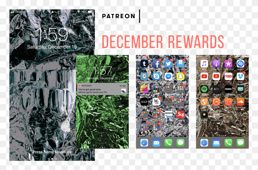 1317x836 Descargar Png Patreon December Rewards Warner Music, Collage, Poster, Publicidad Hd Png