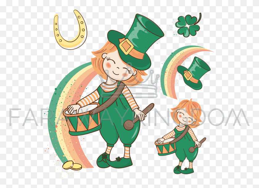 3508x2480 Patrick Clover Saint Patrick Day Vector Illustration Saint Patrick39s Day, Elf, Person, Human HD PNG Download