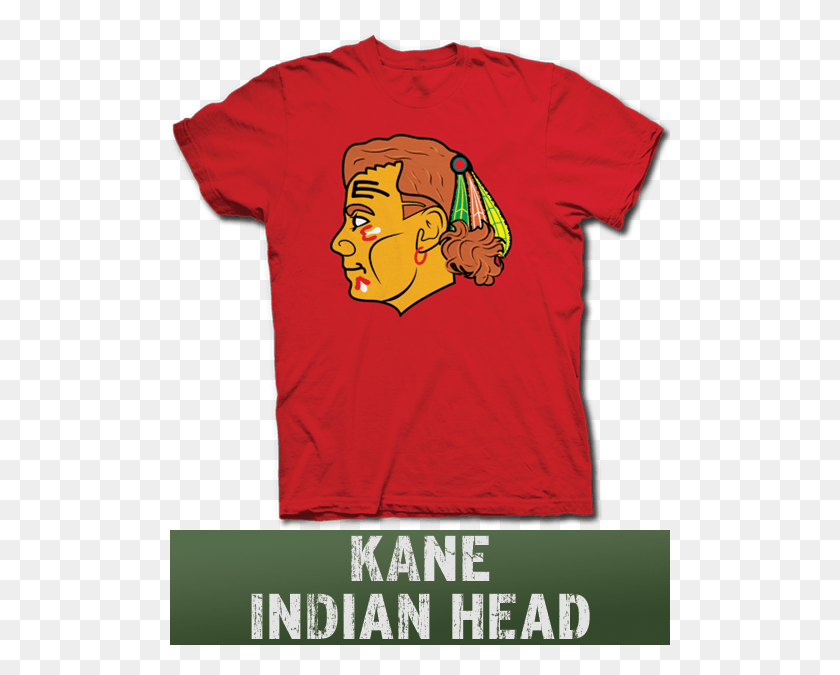 500x615 Patrick Kane Blackhawks Indian Head Logo T Shirt Ginger T Shirt, Clothing, Apparel, T-shirt HD PNG Download